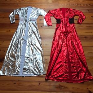 Sexy No Brand Red and Silver Robe Dressing Gown and Thong, NWOT, S